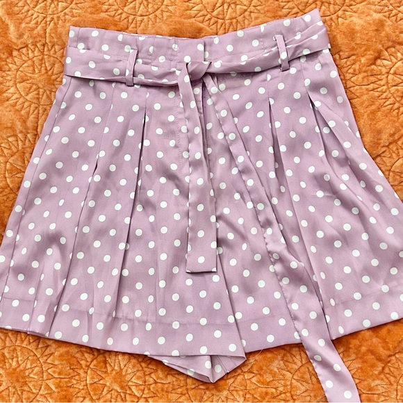 ZARA Purple Polka Dot High Waisted Shorts Size S - Picture 2 of 6